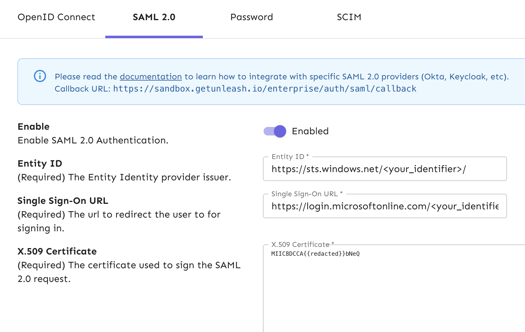 Configure SAML 2.0 in Unleash